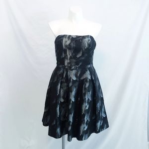 WHBM White House Black Market Feather Print Strapless Fit & Flare Party Dress 12